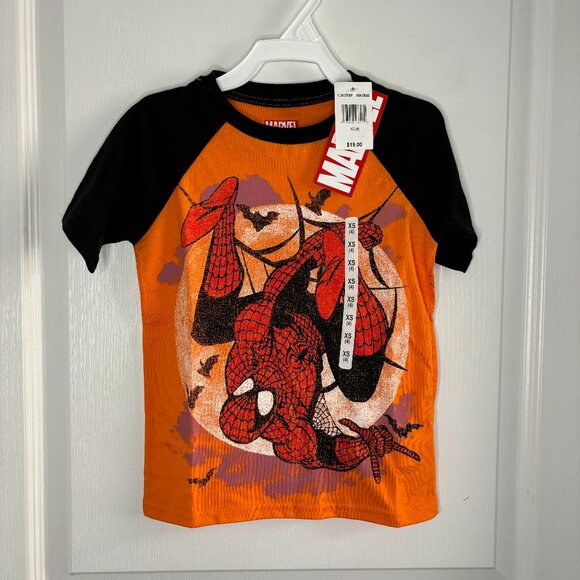 Marvel Boys Crew Neck Short Sleeve Halloween Spiderman Graphic T-Shirt NEW - Picture 1 of 8